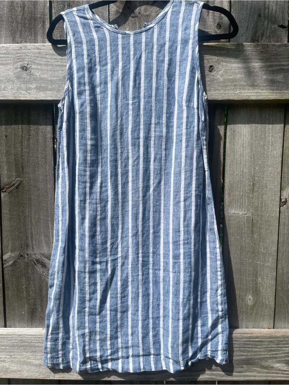 St. Tropez Blue and White Striped Linen Midi Dress Sz 4
